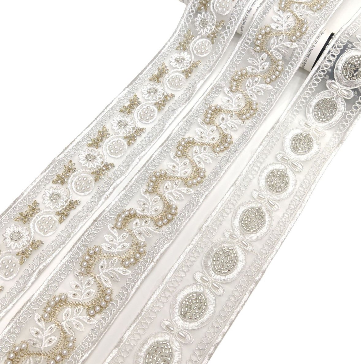 TL1 Embroidered Pearl Lace Mesh Three-dimensional Exquisite Sequin Clothing Lace Clothing Decoration DIY Accessories Lace Trim Wholesale - Image 1